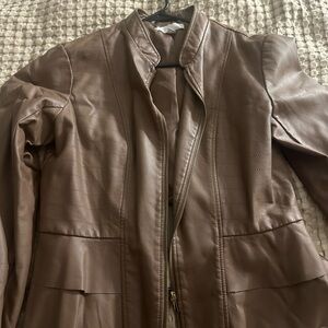 New York & Company Tan Leather Jacket